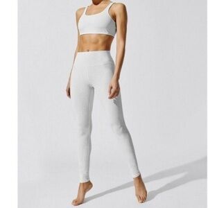 ALO YOGA High Waist Vapor Leopard Leggings White Grey sz S